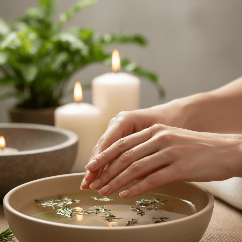 Woman relaxing, with radiant hands and nails, symbolizing the vitality and holistic well-being achieved with ProNail Complex. Woman relaxing, with radiant hands and nails, symbolizing the well-being and vitality of ProNail Complex.