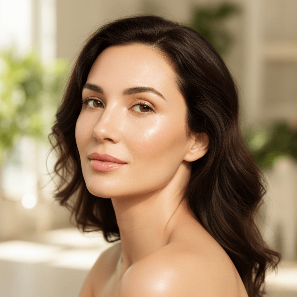 A woman with radiant skin