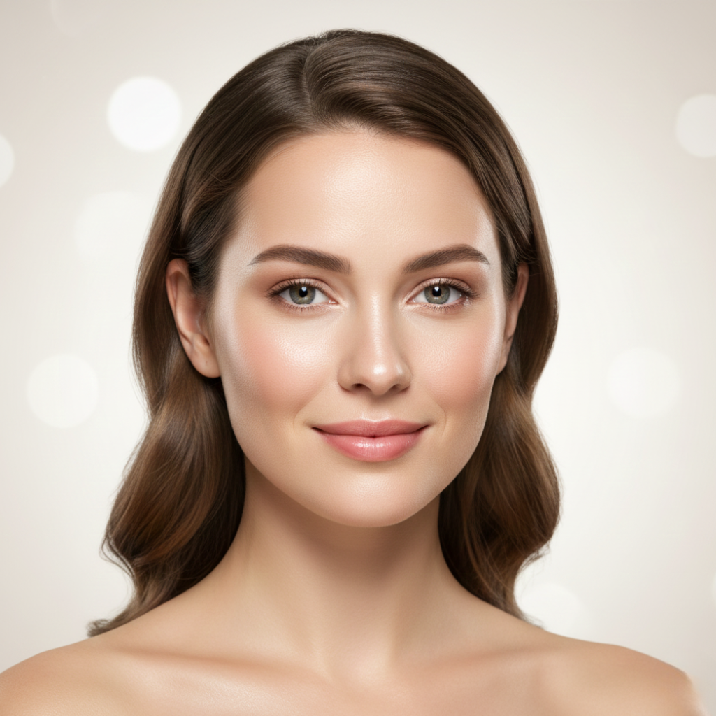 Radiant woman with healthy glowing skin representing natural beauty and wellness supported by natural supplements.