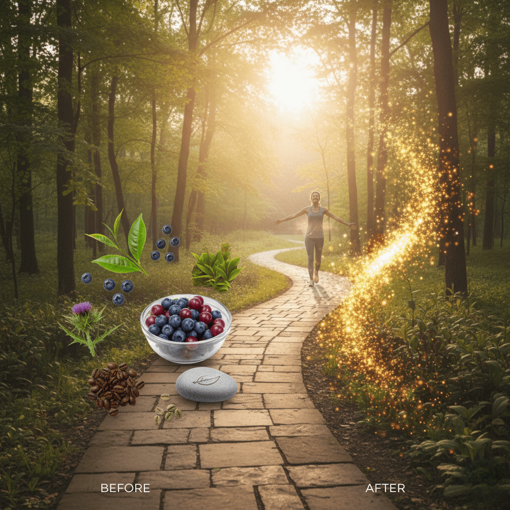 “Natural wellness concept for healthy weight management, showing balance, lightness, and a gentle sense of well-being.”