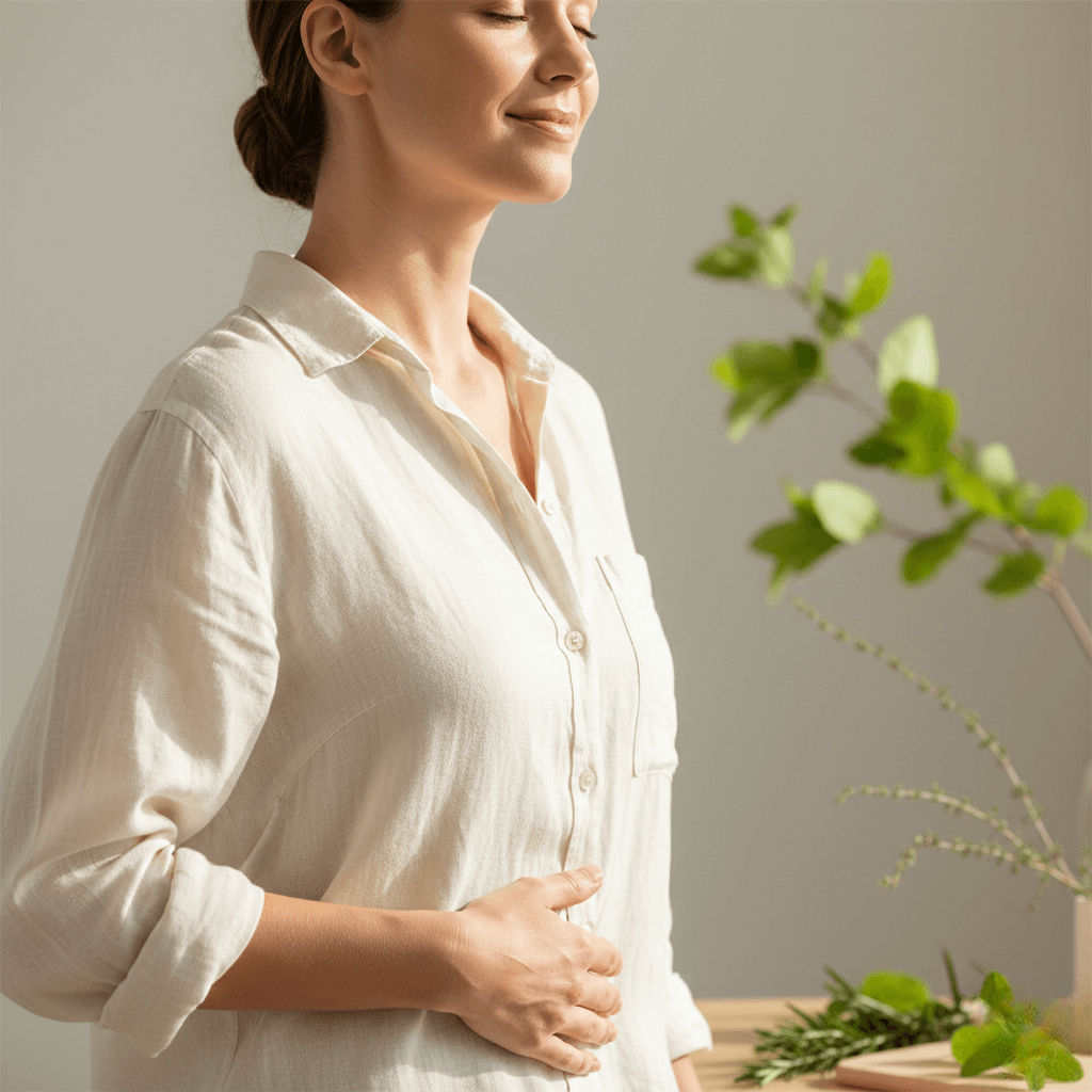 Digestive comfort and natural detox balance represented by a calm wellness lifestyle image 