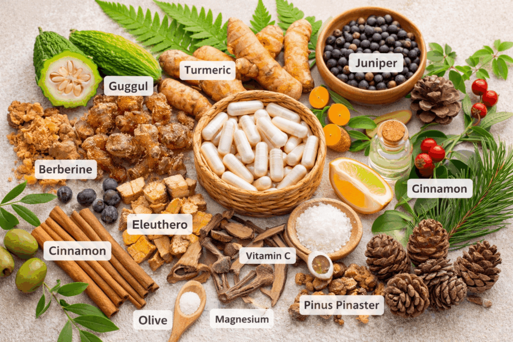 "Natural herbs, roots, and extracts used in AppaNail to support healthy nails and feet" 🌿