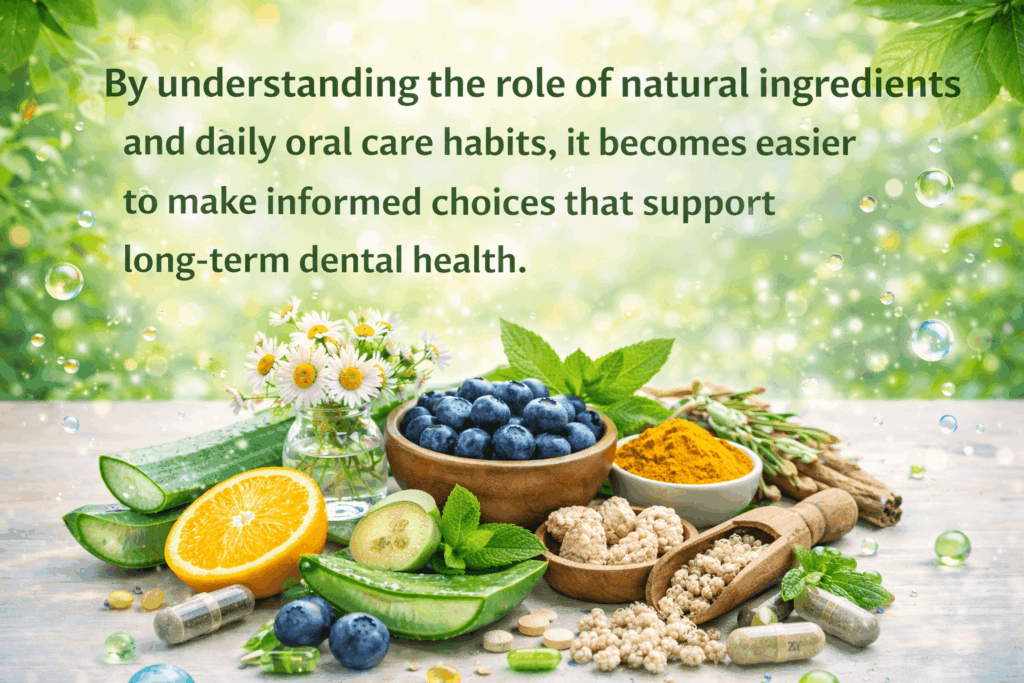 “Natural ingredients that support healthy teeth and oral wellness”