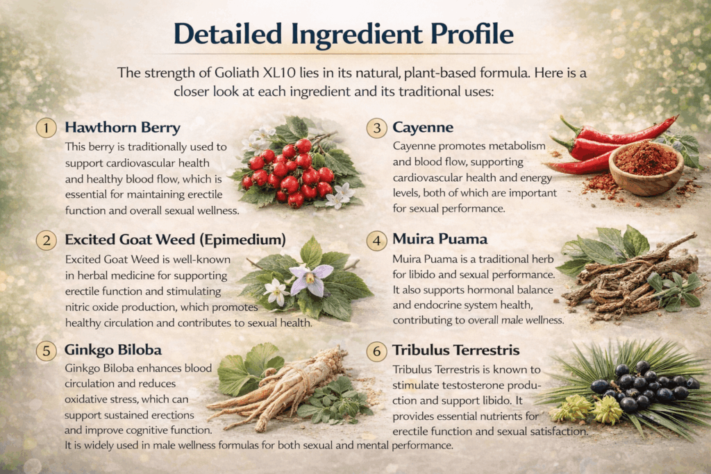 “Plant-based natural ingredients traditionally used to support male vitality, circulation, and overall wellness.”